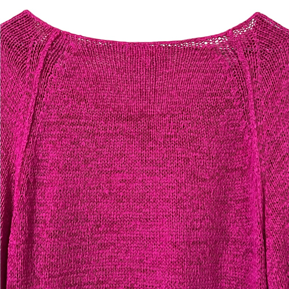 Lilly Pulitzer fuchsia pink scoop neck long sleeve open knit sweater - Picture 4 of 10